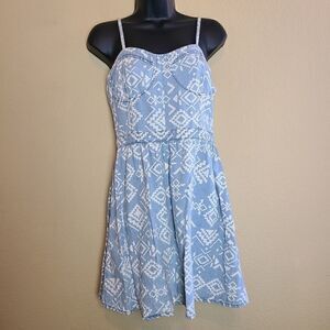 Topshop Denim Geometric Print Dress